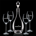 32 Oz. Crystalline Malvern Decanter w/ 4 Wine Glasses